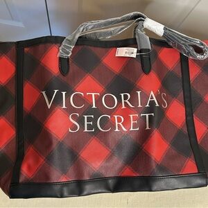 Victoria's Secret Red and Black Plaid Tote